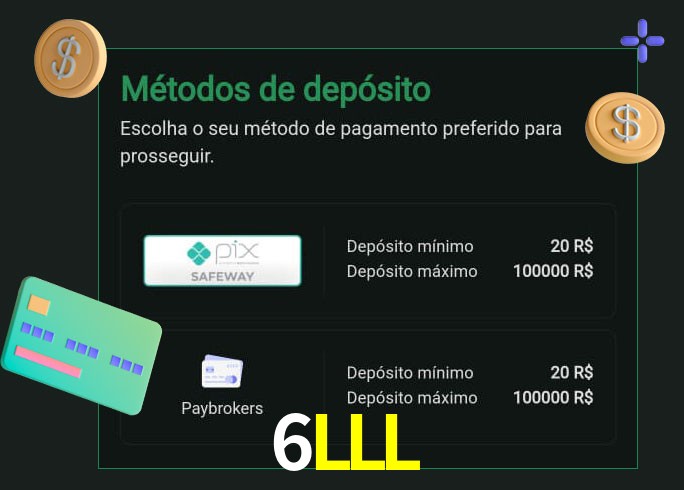 O cassino 6LLL oferece uma grande variedade de métodos de pagamento